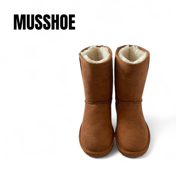 Musshoe Brown Suede Shearling Boots 6.5 Womens NWOT - Picture 1 of 7